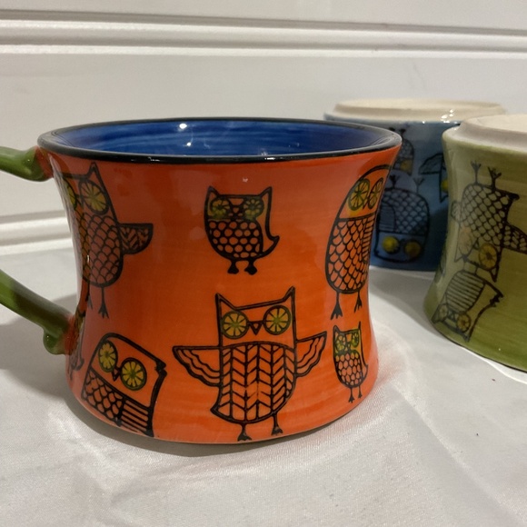 Pier 1 multi coloured owl stackable mugs set of 4 - Picture 4 of 10